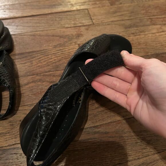 SAS Tripad Comfort USA Women’s Size L6 Glossy Black Leather Ankle Strap Sandals - Picture 12 of 15